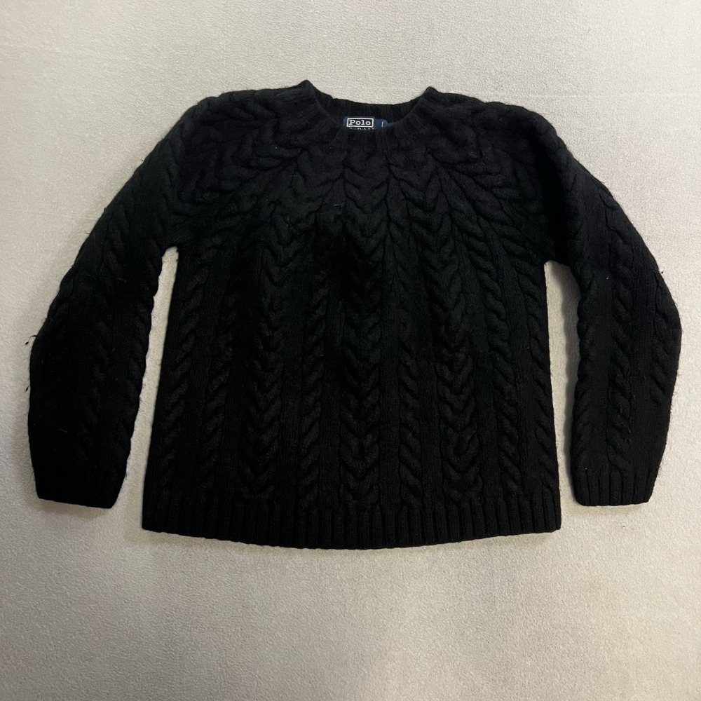 Polo Ralph Lauren Cable Knit Wool Alpaca Blend Sweater Womens XS (Tag XL) Shrunk
